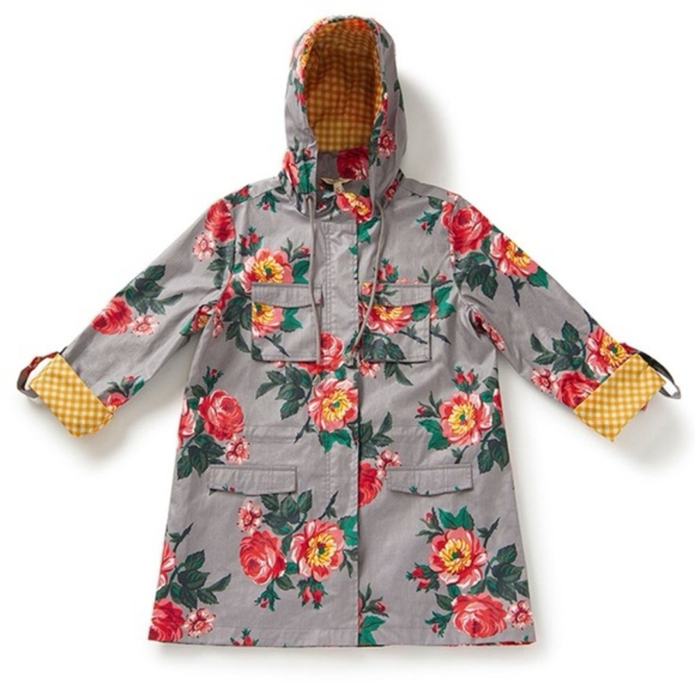 Matilda Jane Gray Floral Raincoat with Hood